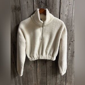 ZAFUL cozy cream Sherpa midriff 1/4 zip- size 4